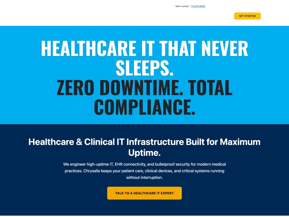 Old Chrysalis healthcare page, which lived at an address about logistics and supply chain.