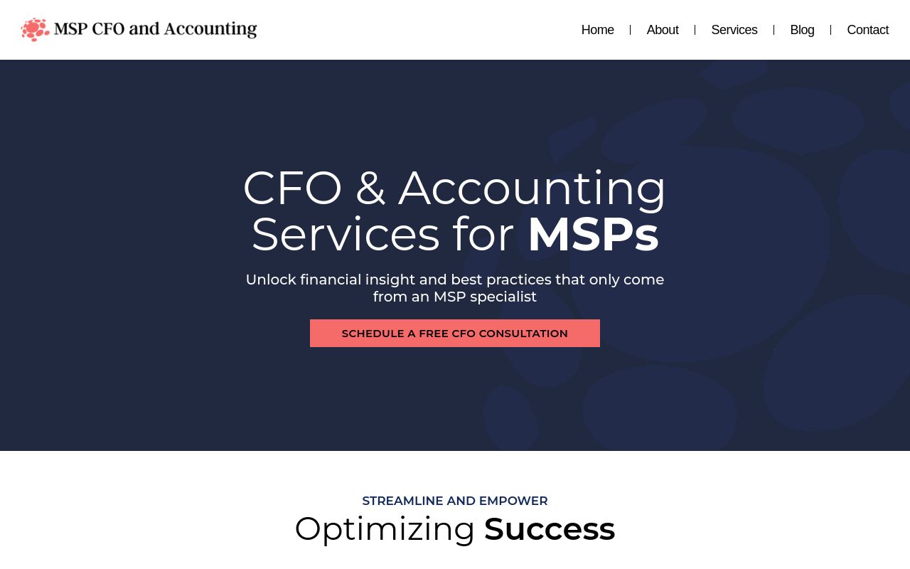 MSP CFO and Accounting homepage offering CFO and accounting services for MSPs