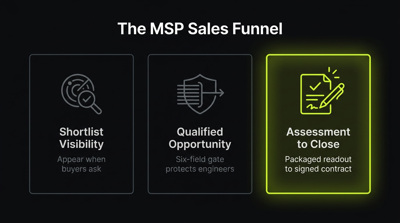 The MSP sales funnel from shortlist visibility to close