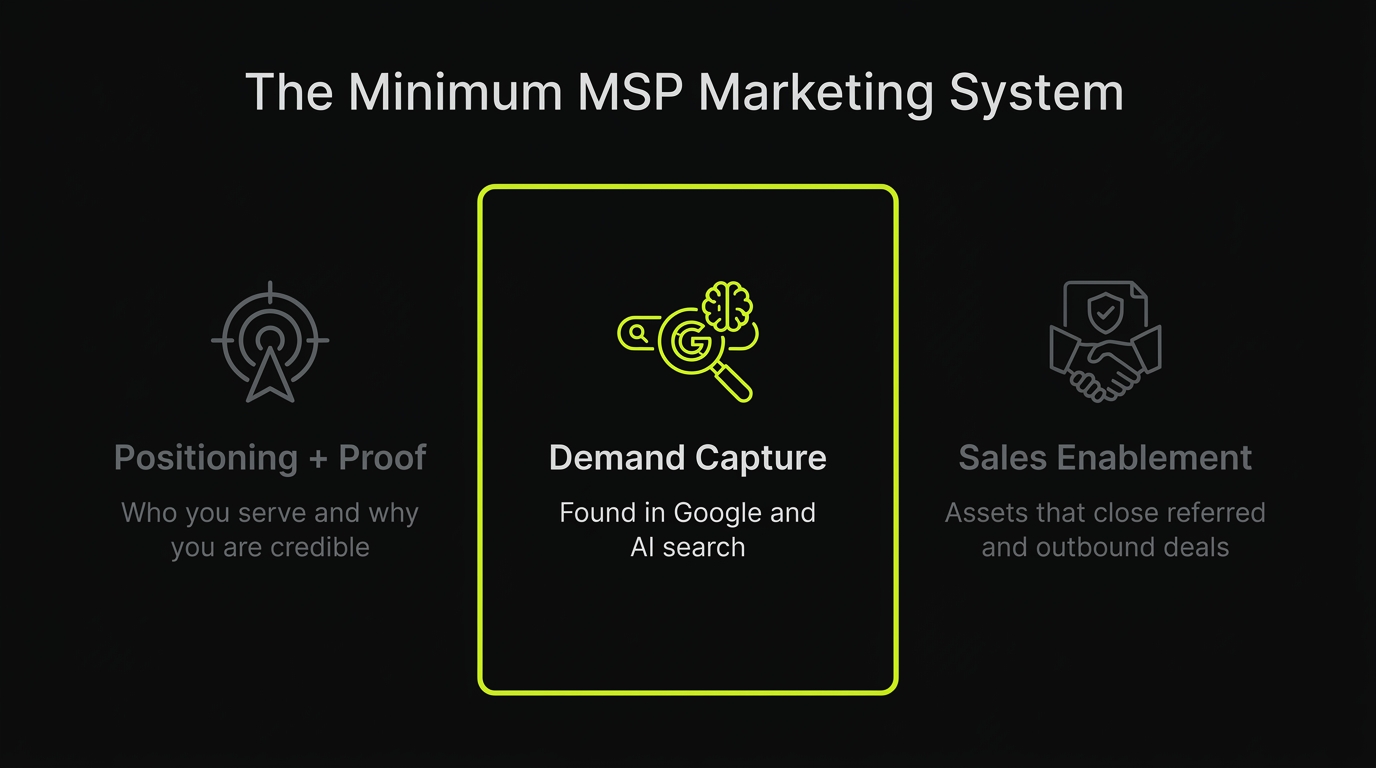 The minimum MSP marketing system: positioning, demand capture, sales enablement