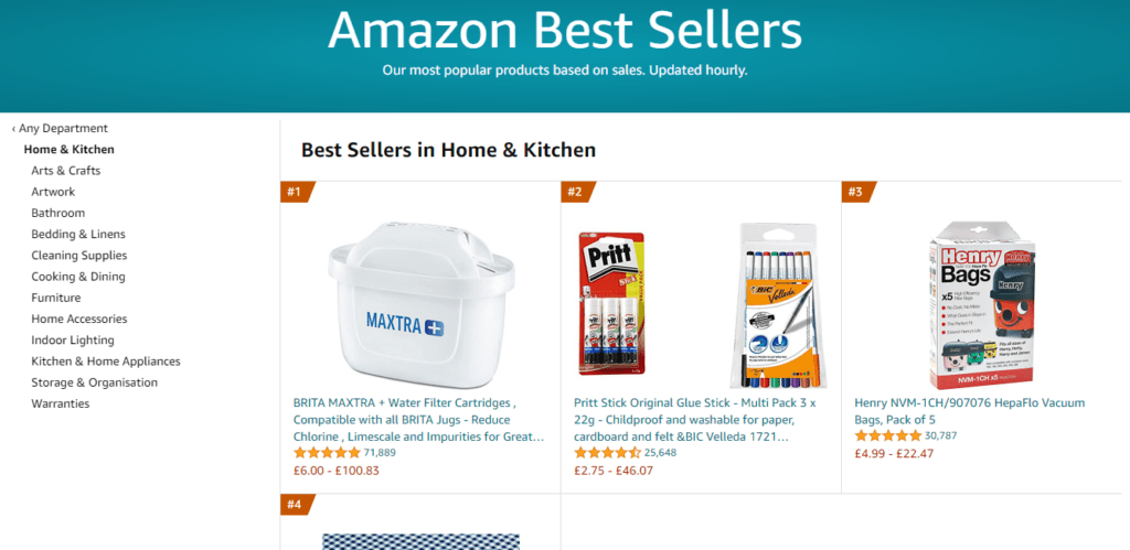 Die aktuellen Amazon-Bestseller im Bereich Haus & Küche sind Wasserfilterpatronen, Klebestifte und Vakuumbeutel