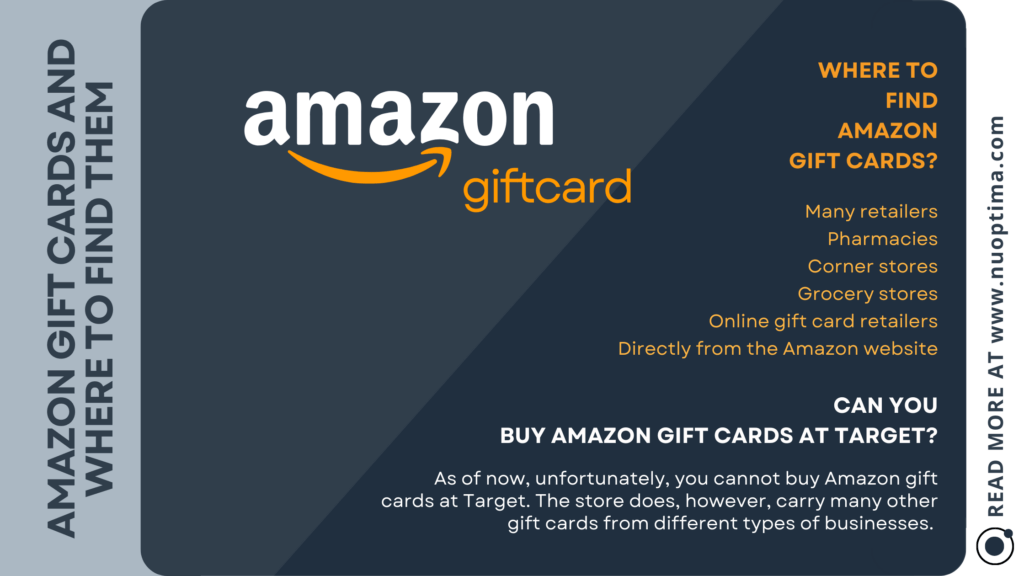 Overview over where to find Amazon gift cards and whether they are available at Target, the go-to for gift card purchases