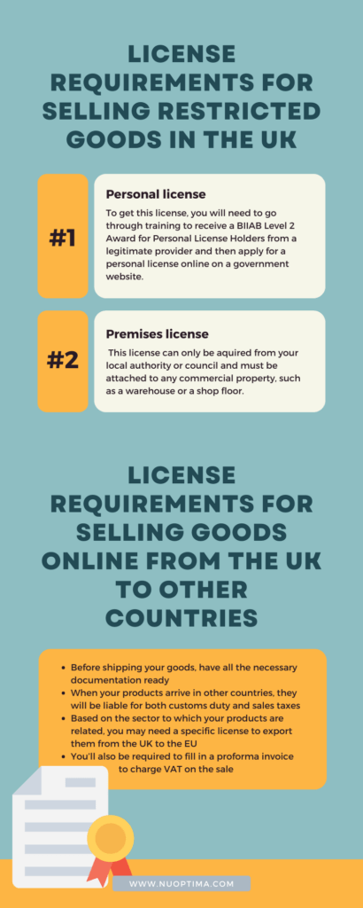 See which license requirements you need to bear in mind when wanting to sell restricted goods in the UK and from the UK abroad