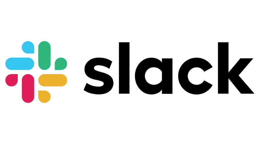 Hauptlogo von Slack mit mehrfarbigem Symbol auf der linken Seite.