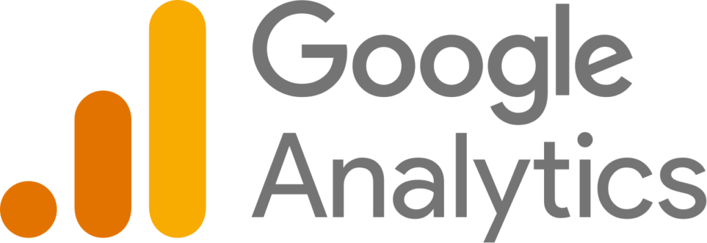 Official Google Analytics logo with an orange and yellow icon on the left.