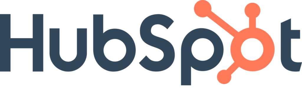 Official HubSpot logo in dark gray with the company icon in orange used as the ‘o’.