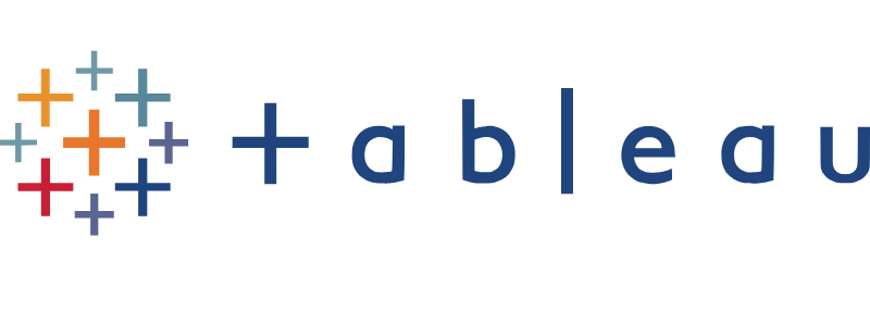 Tableau official logo with multicolored crosses icon on the left.