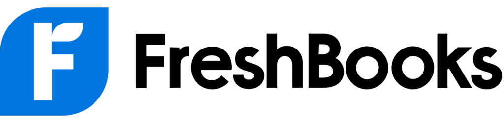 The official FreshBooks logo and blue company icon on the left.