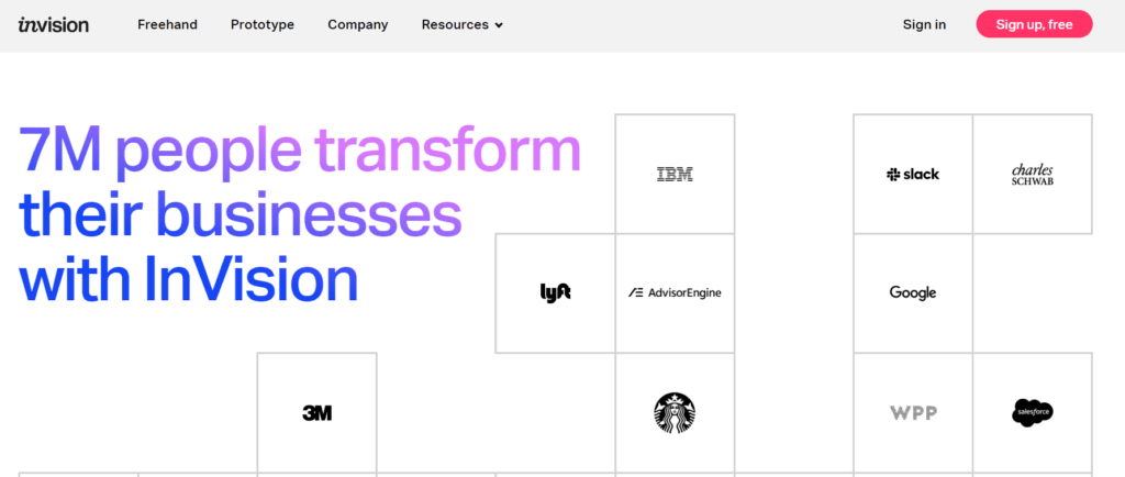 A screenshot of the ‘Customers’ page on the Invision SaaS website. 