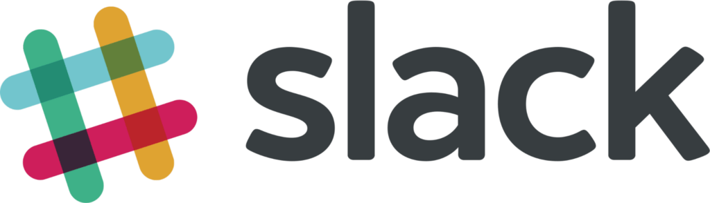 Official Slack company logo with the branded icon on the left.
