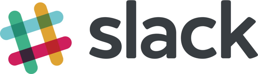 شعار شركة Slack الرسمي مع أيقونة العلامة التجارية على اليسار.