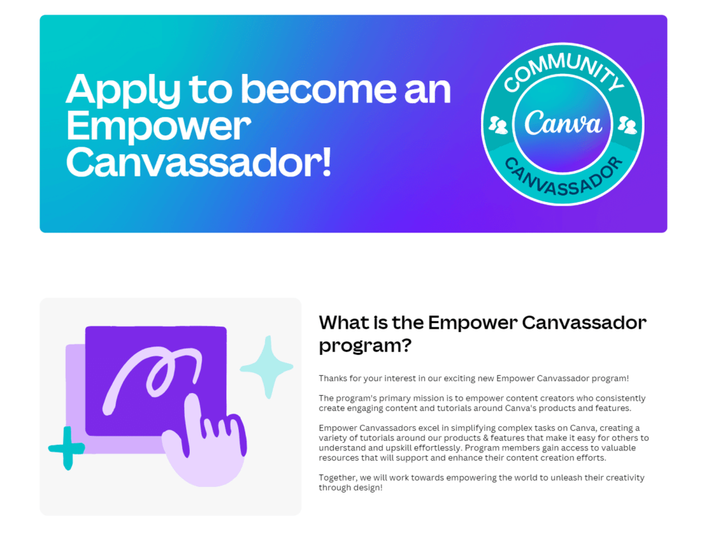 Canva content creator ambassador program