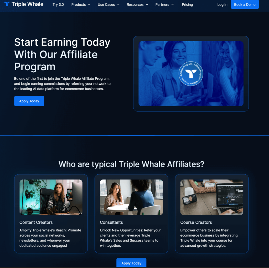 Triple Whale content creators affiliate marketing program