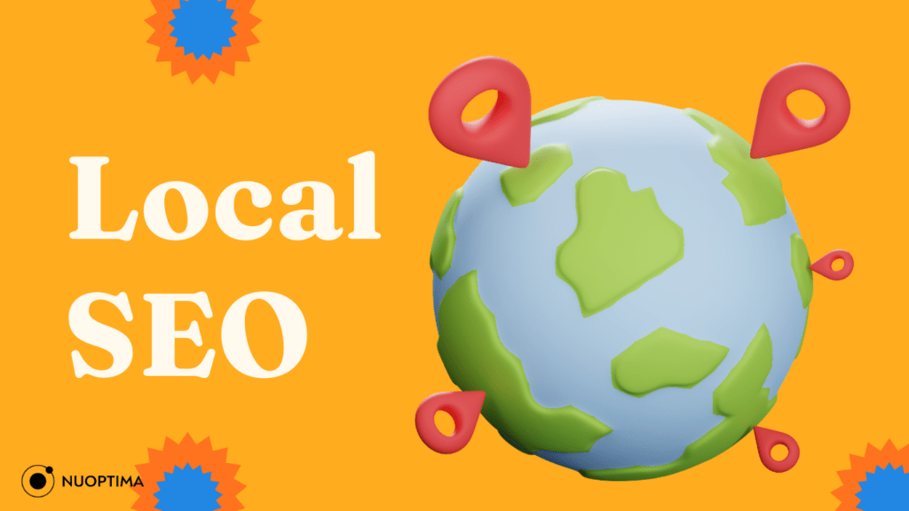 Title "Local SEO" with a globe and location markers.