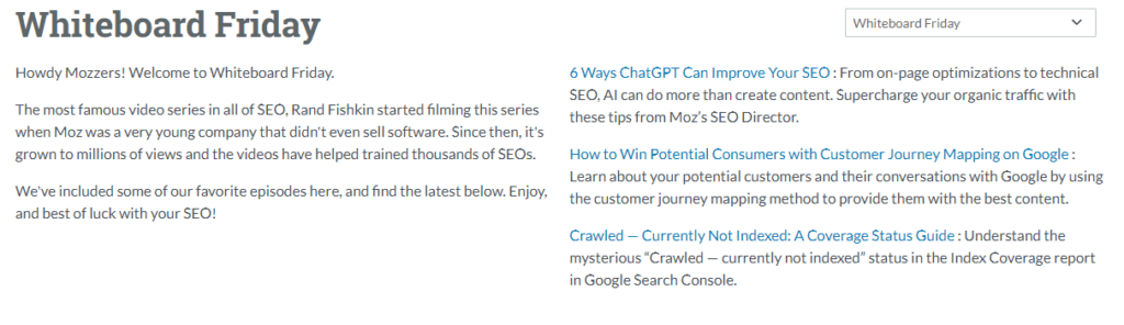An example of how Moz uses organic video marketing as their SaaS digital marketing strategy.
