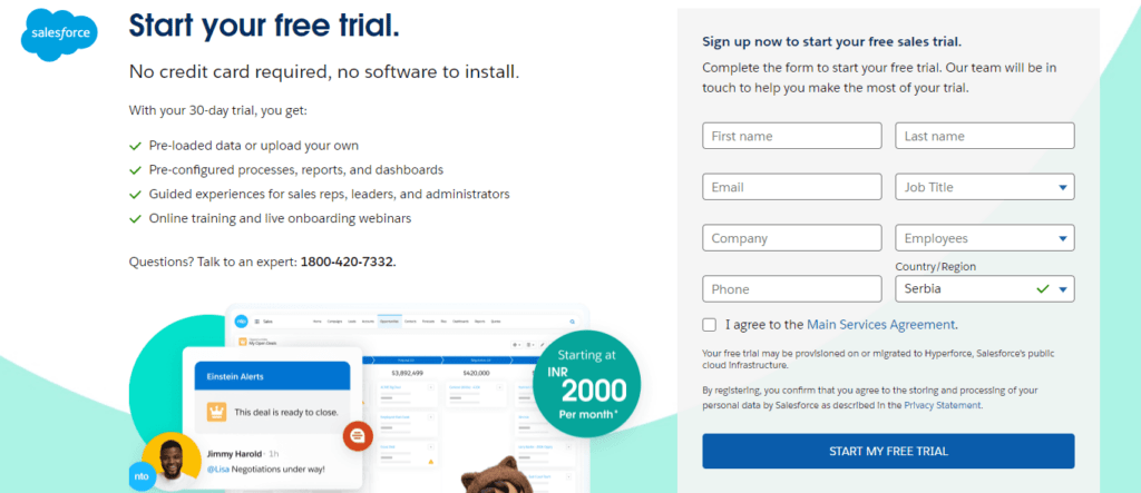 How Salesforce uses the free trial to attract more customers. 