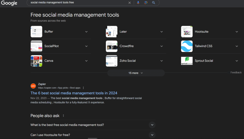 Source: Social media management tools free SERP