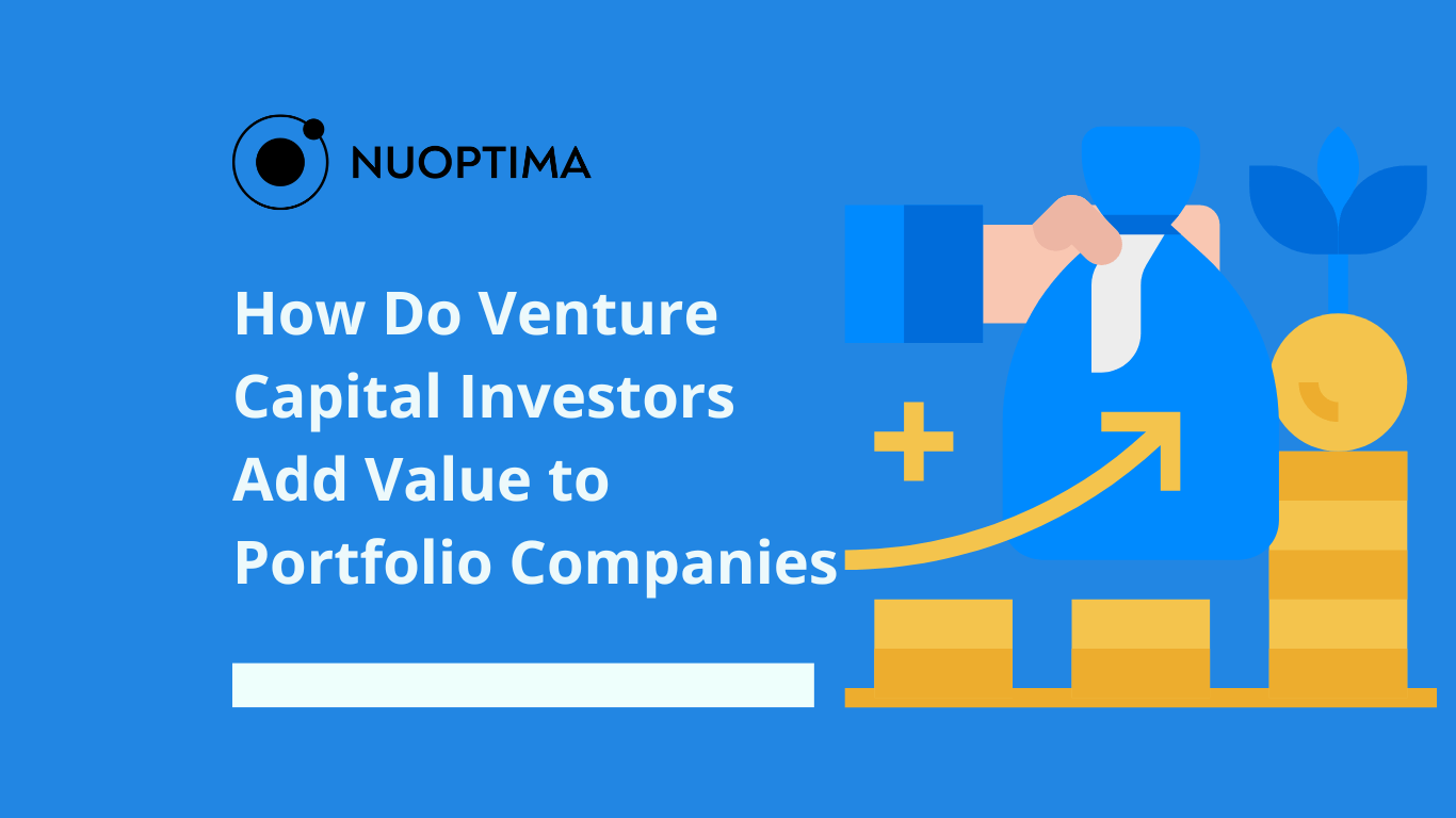 Image shows the Nuoptima logo and a graphical representation of investment growth with a hand holding a money bag, arrows pointing upwards, and plant symbols indicating growth.