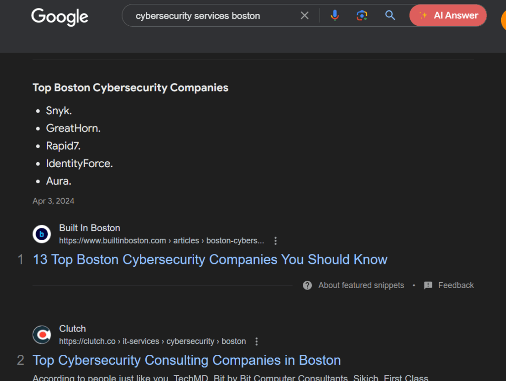 Local SEO for cybersecurity companies. 