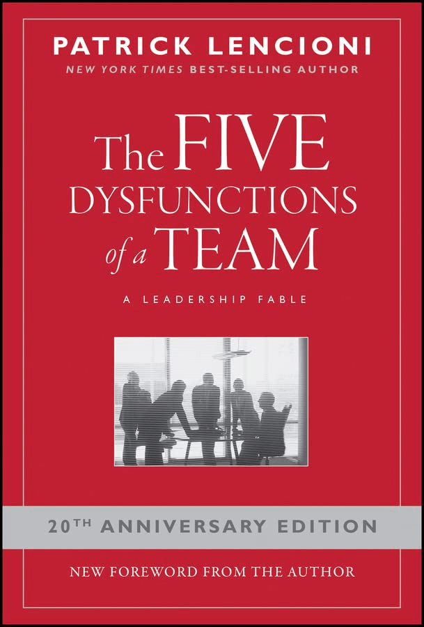 Ein Bild des Covers des Buches "The Five Dysfunctions of a Team" von Patrick M. Lencioni, eines der besten Bücher für SaaS-Gründer.