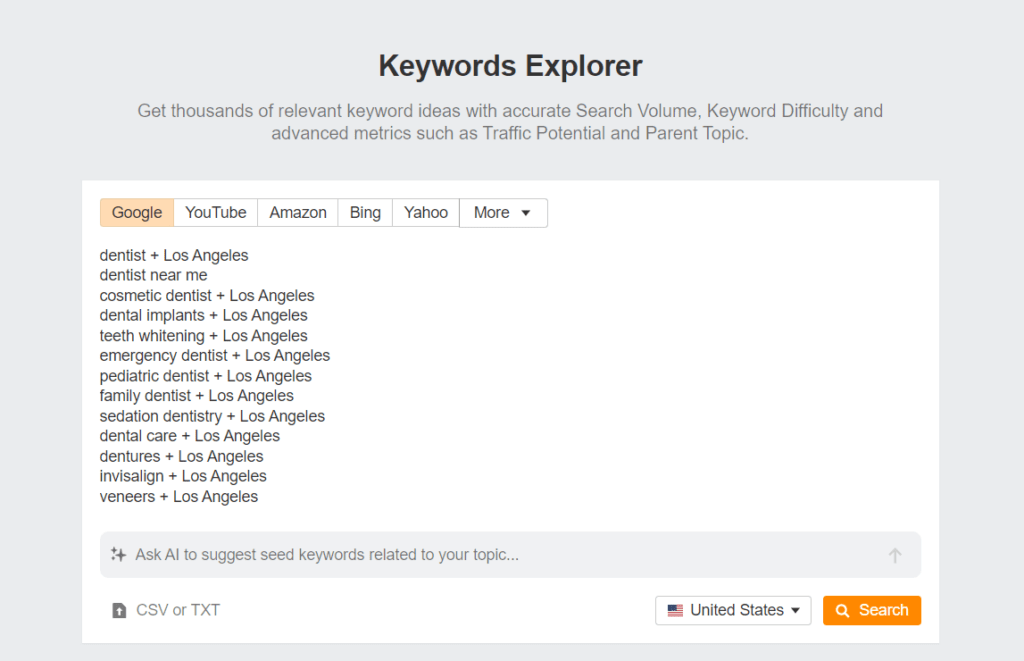 example of local and high-intent keyword research