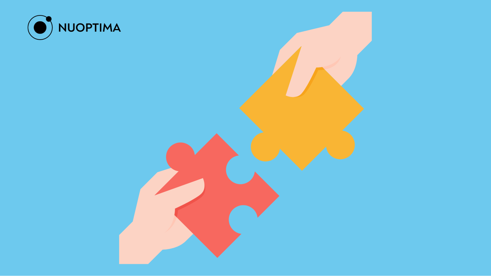 An illustration of two hands holding matching puzzle pieces, indicating a good product-market fit.