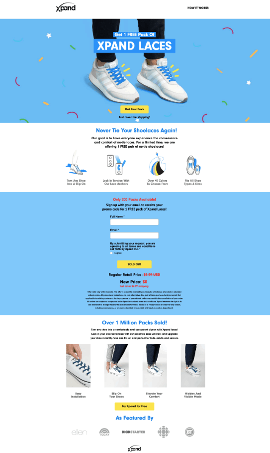 Example of a good eCommerce website landing page