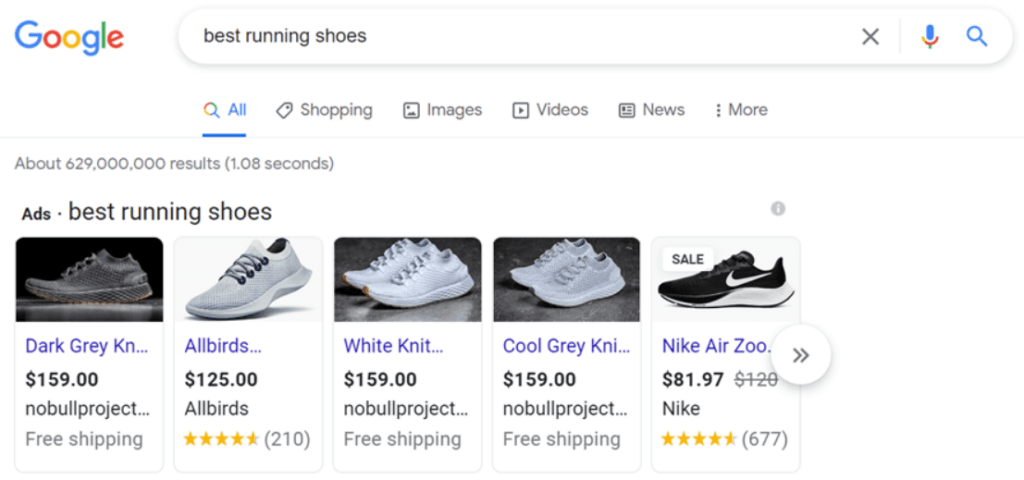 Example of non-branded search ads