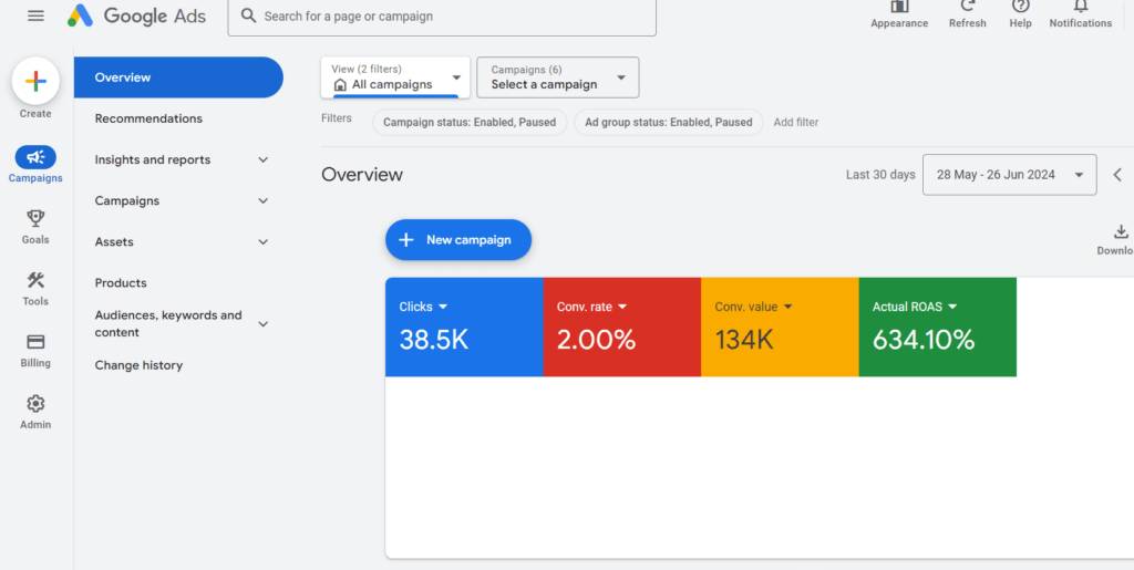 واجهة إعلانات Google الإعلانية