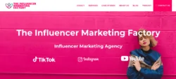 A screenshot of the website homepage of The Influencer Marketing Factory.