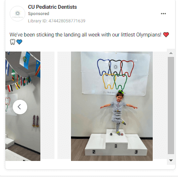 A Facebook ad for dentists example ad for seasonal trends