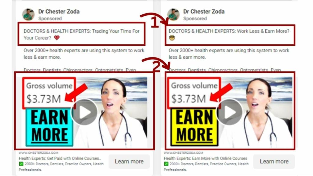 An example of an A/B testing ad copy for Facebook Ads for Dentists