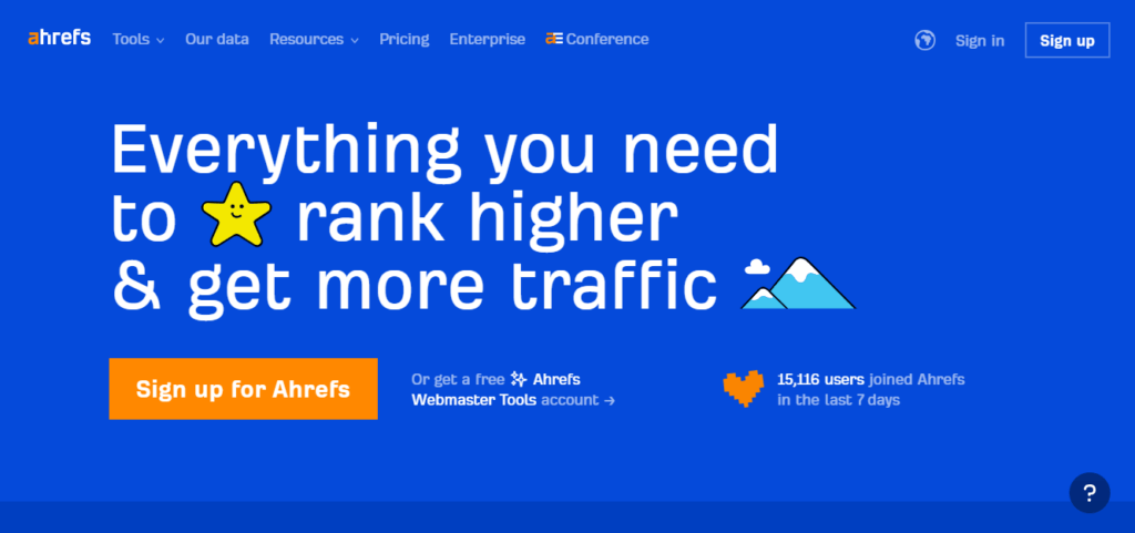 Ahrefs homepage illustration