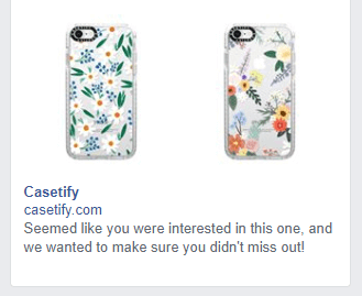 Casetify mobile phone cover ad as a retargeting example