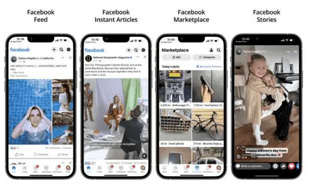 Different Facebook ad formats for feed, instant articles, marketplace, stories, and more