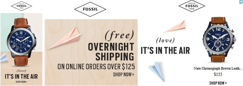 Beispiel einer Retargeting-Anzeige für Uhren von Fossil