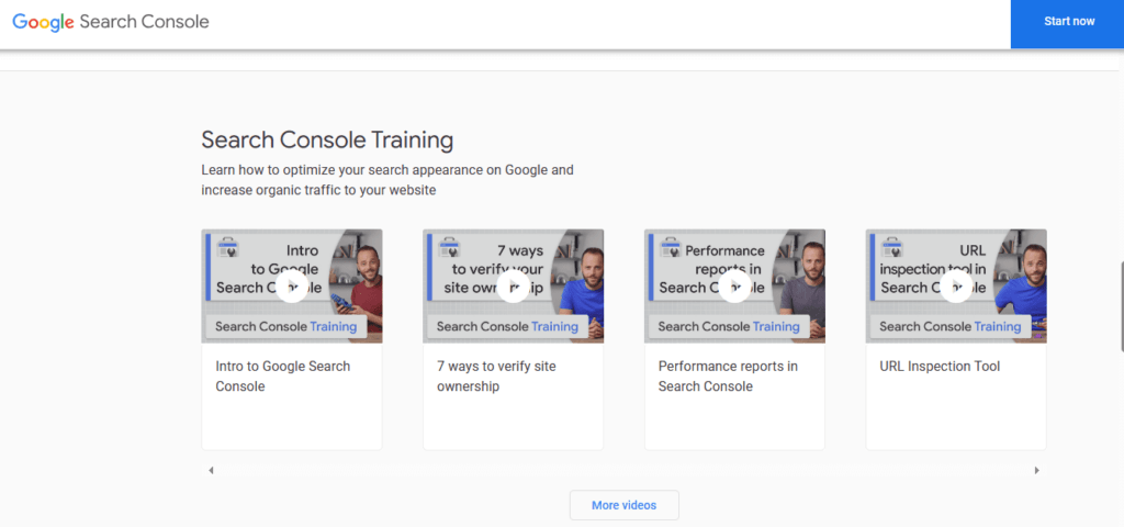 An image showing Google Search Console training videos