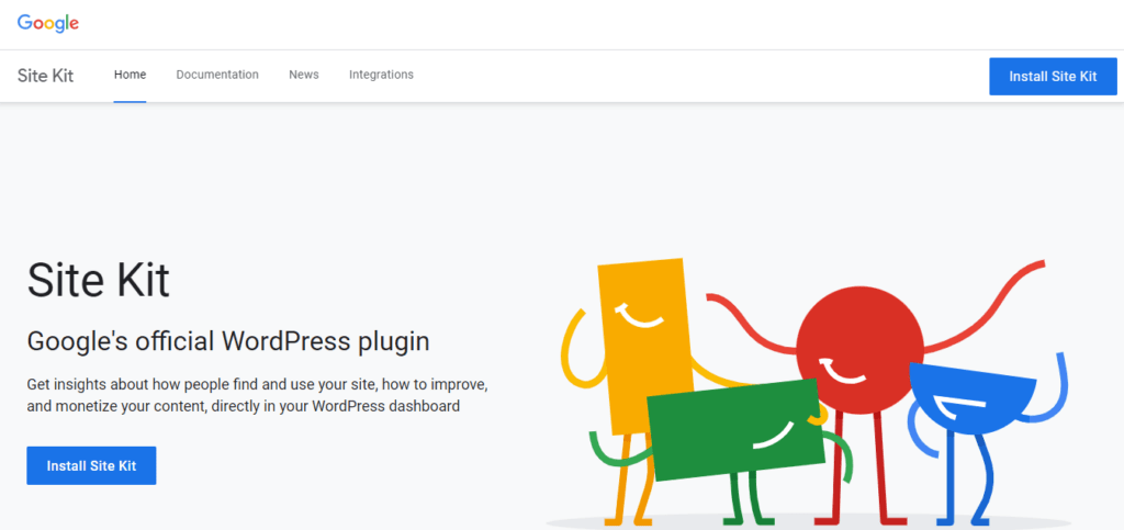 Google’s Site Kit official WordPress plugin homepage illustration