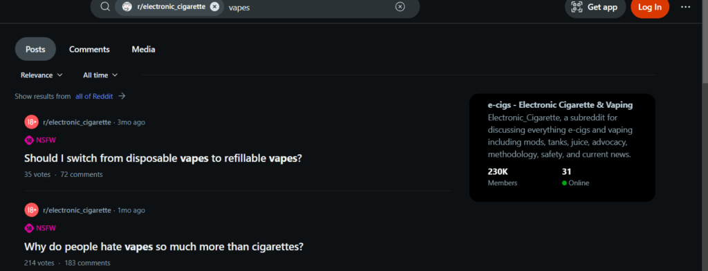 Vape-Gemeinschaft auf Reddit