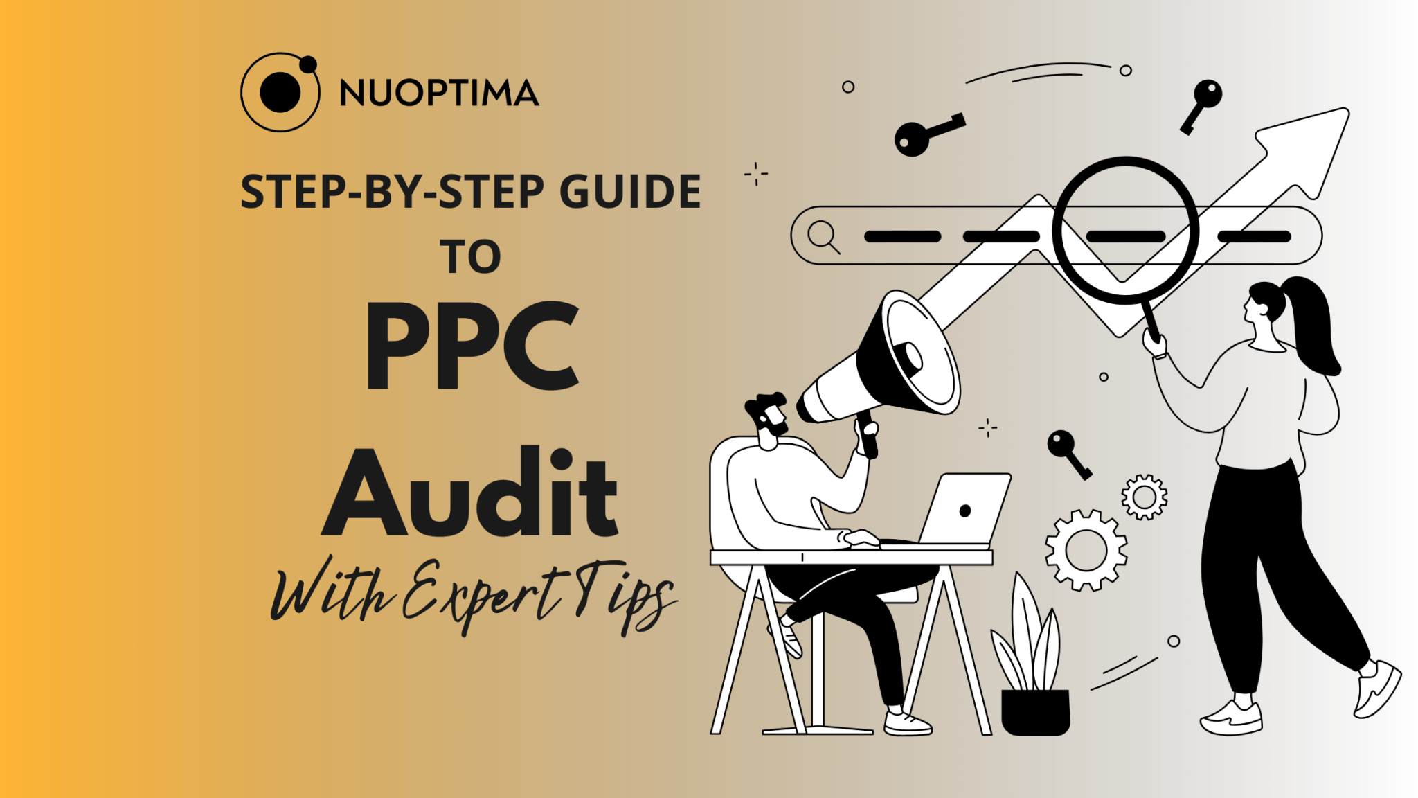 step-by-step guide to PPC audit vector illustration