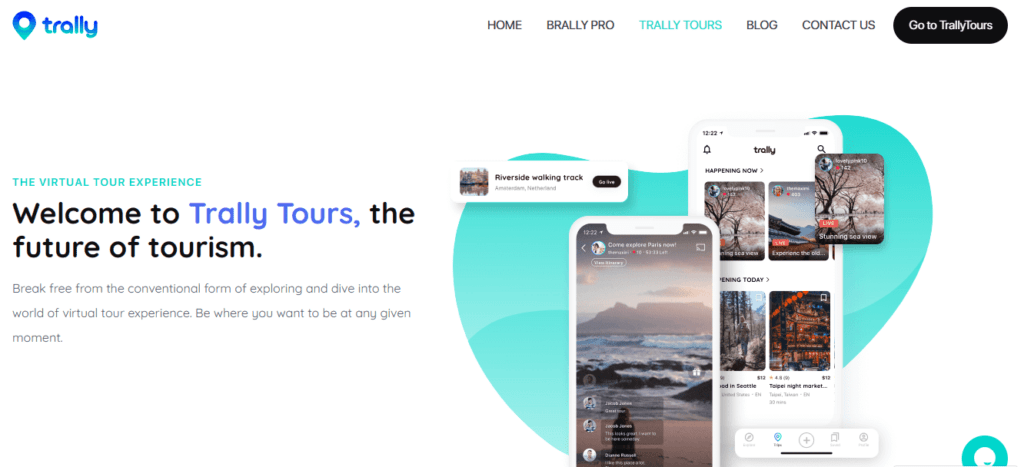 trally homepage illustration as an example of saas branding