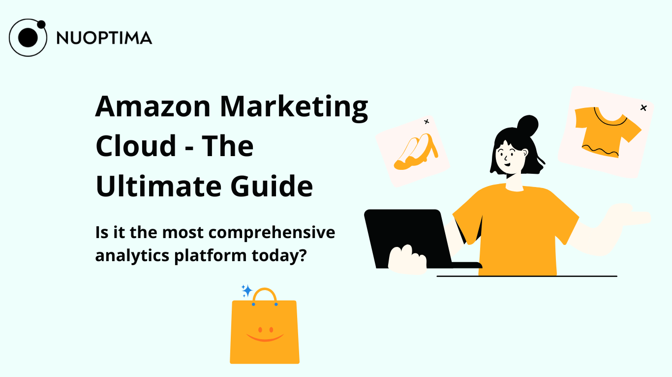 The image is a banner or guide cover featuring the title "Amazon Marketing Cloud - The Ultimate Guide" with a subheading that asks, "Is it the most comprehensive analytics platform today?