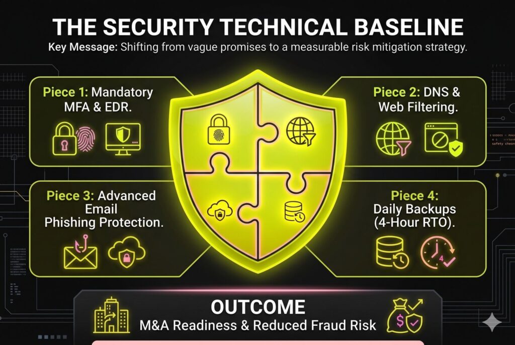 A pricing comparison table for small business IT support showing three tiers: Basic Monitoring, Standard Managed IT, and Advanced Compliance.