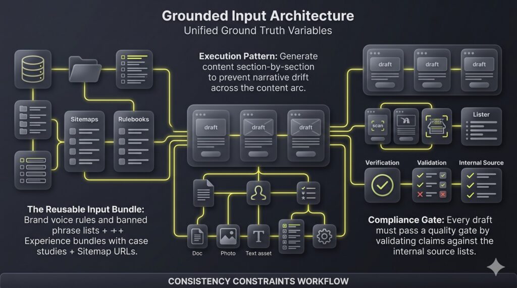 Asset distribution map infographic outlining structured training input data bundles and sectional generation logic flows.