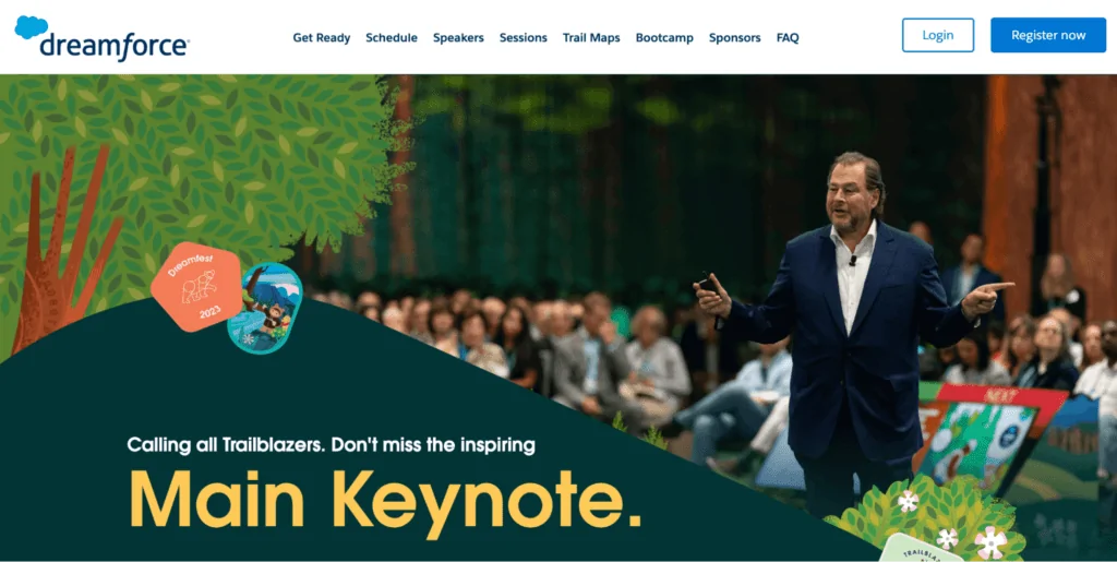 Homepage der Marketingveranstaltung Dreamforce von Salesforce.