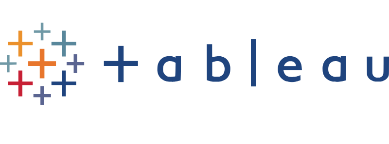 Tableau official logo with multicolored crosses icon on the left.