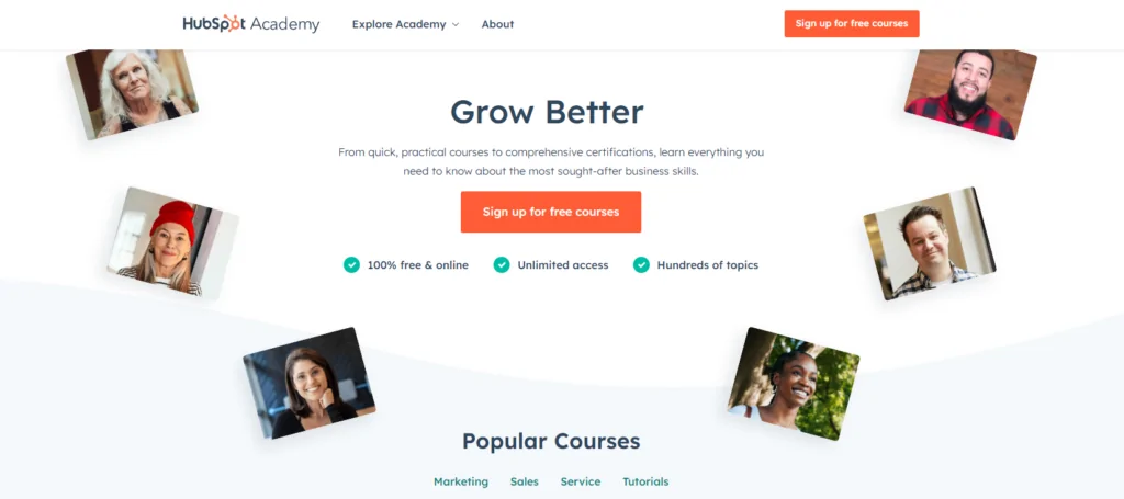 Screenshot of Hubspot’s academy