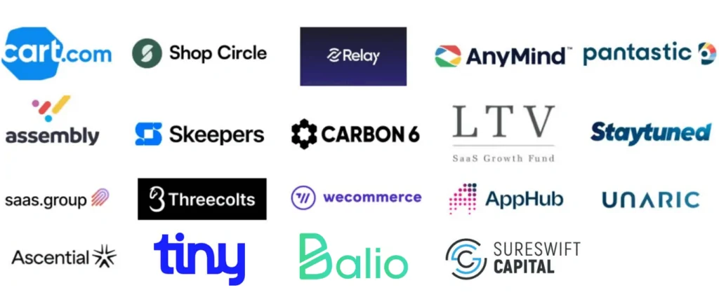 This image contains a collage of logos from various companies, primarily in the tech and e-commerce sectors.