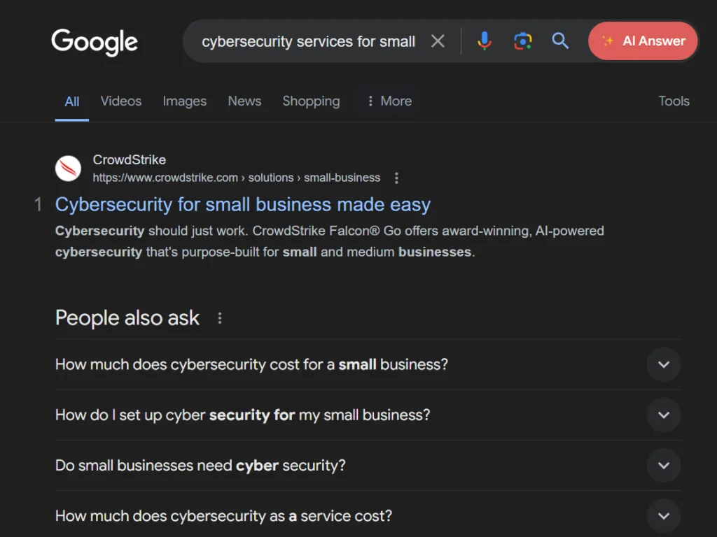 Content SEO for security companies. 