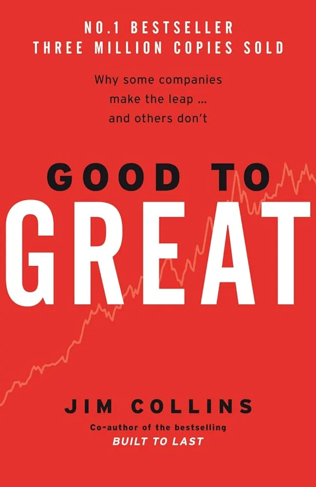 صورة من غلاف كتاب "Good to Great" للمؤلف جيم كولينز كأحد أفضل كتب SaaS للقراءة. 